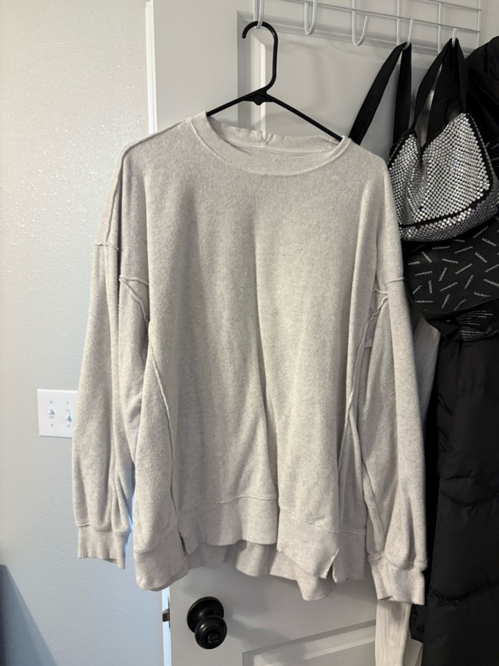 aerie Oversized Crewneck Sweatshirt - Light Gray